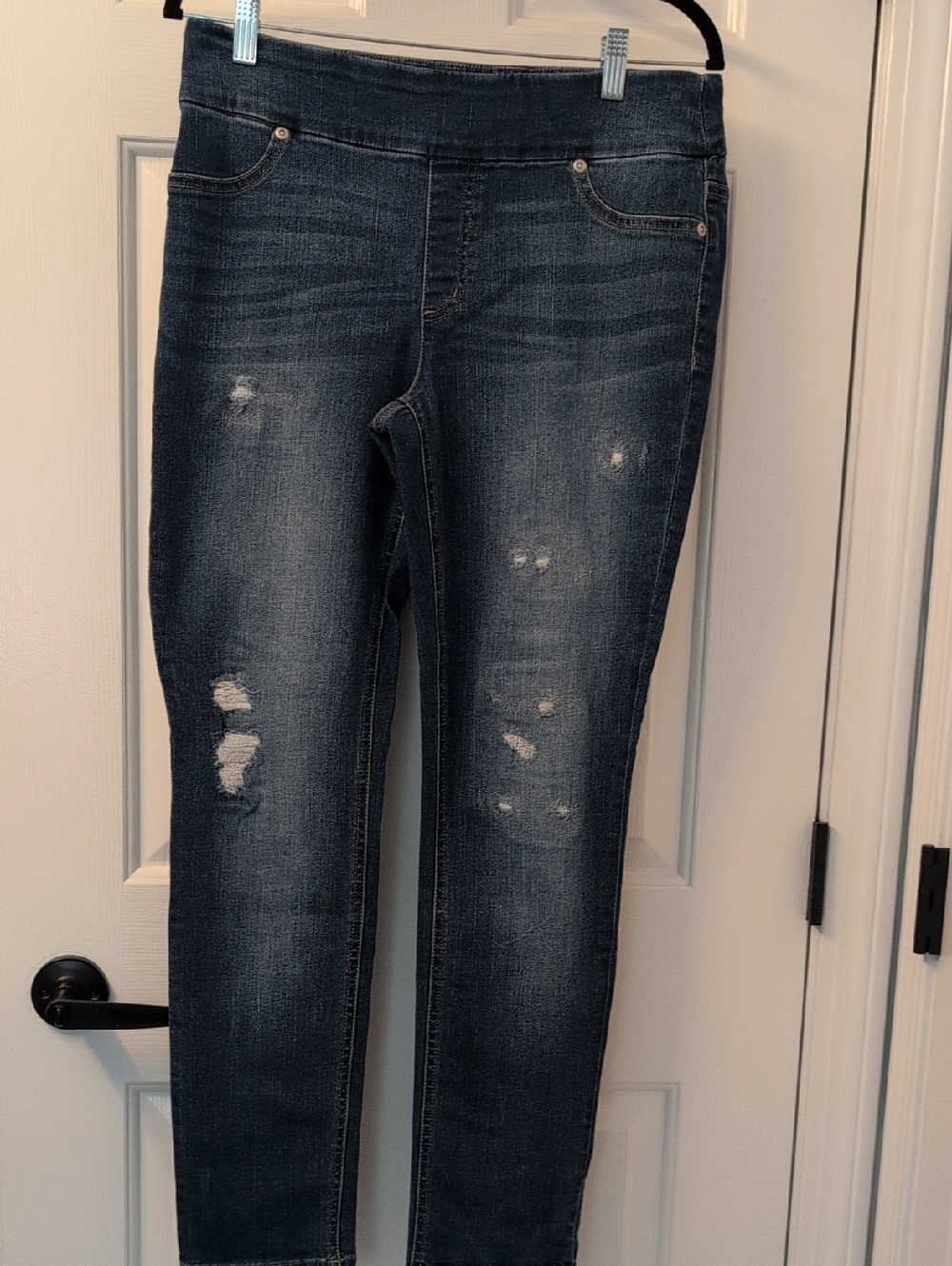 Chico's Dark Blue Distressed Jeggings